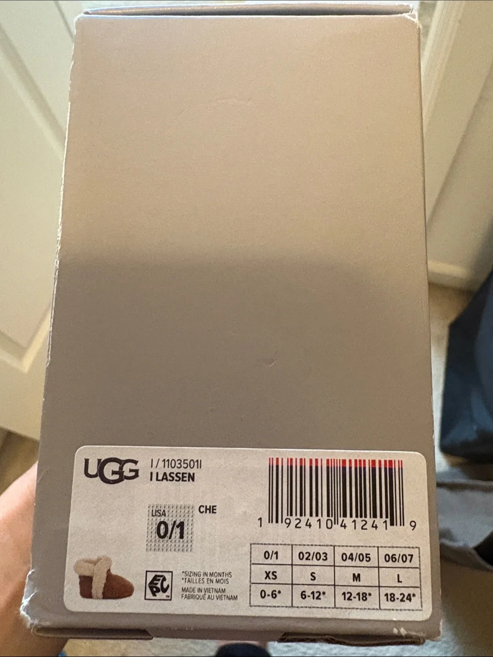 UGG Baby/Toddler Tan Suede Booties with Cream Shearling Trim